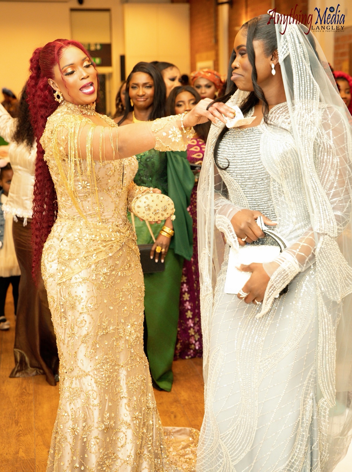 Guests celebrating together at a wedding